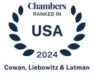 Photo of Chambers USA 2024 recognizes Cowan, Liebowitz & Latman among the best law firms in the field of Intellectual Property: Trademark, Copyright & Trade Secrets